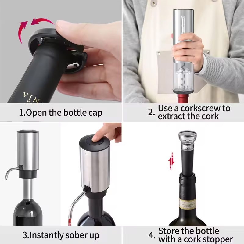 Home Bar Set - 4-in-1 Rechargeable Electric Wine Opener Set