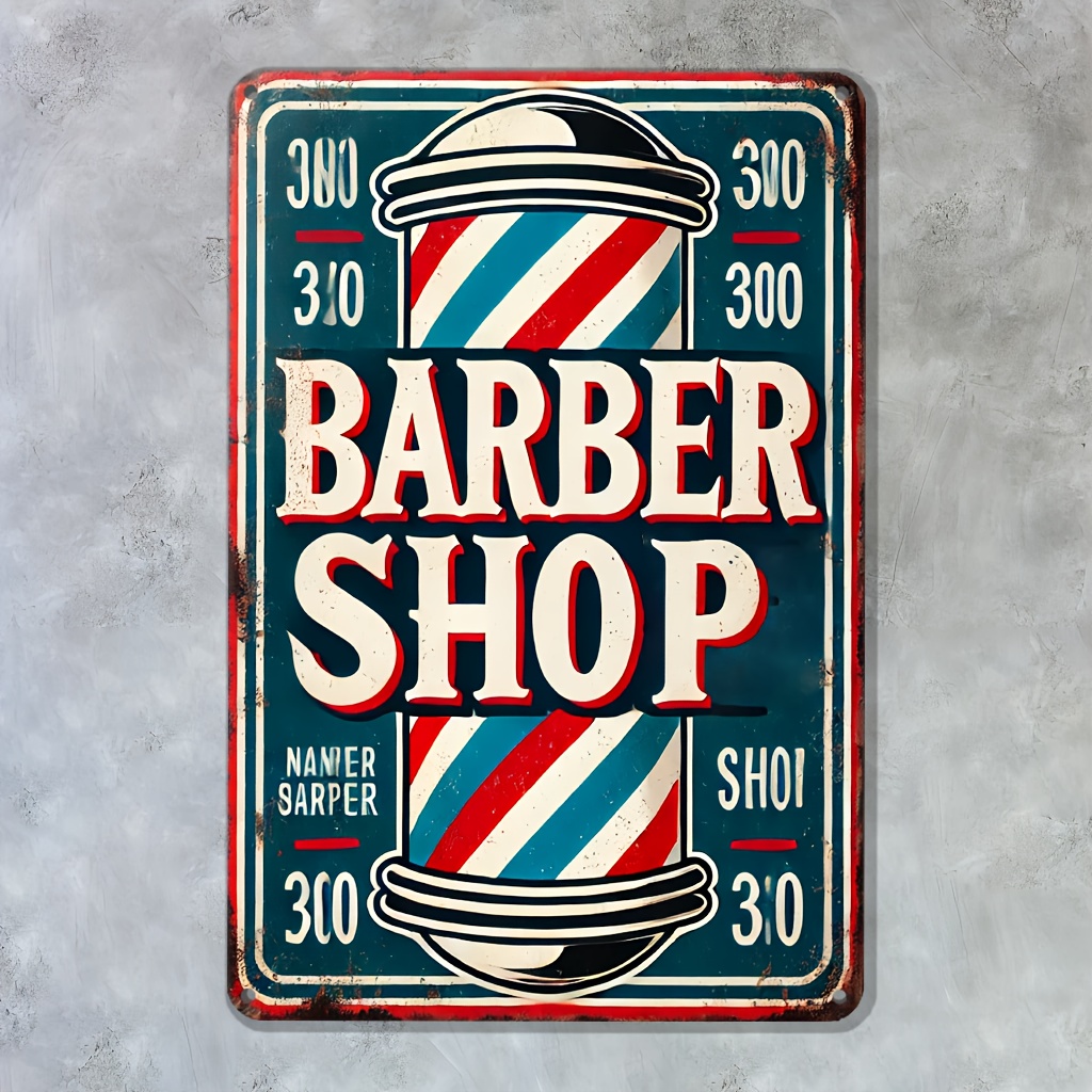 Home Barbershop - , Barbershop Sign Metal Wall Art