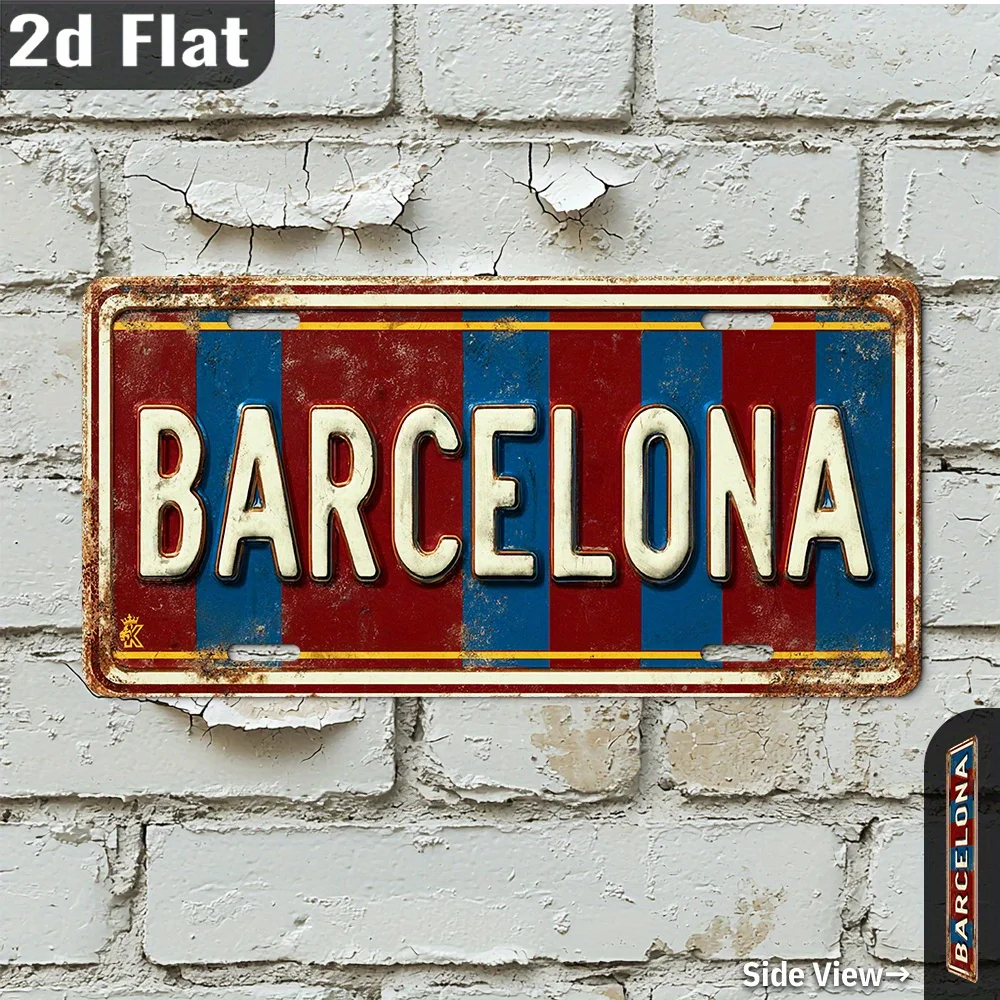 Home Barcelona - 2D Flat, 1pc Retro Barcelona Wooden