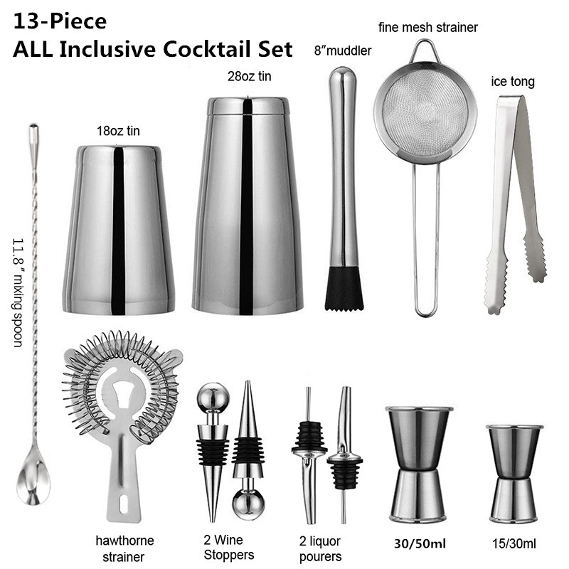 Boston Shaker Set - 13 Cái/bộ Bình Lắc Pha Cocktail