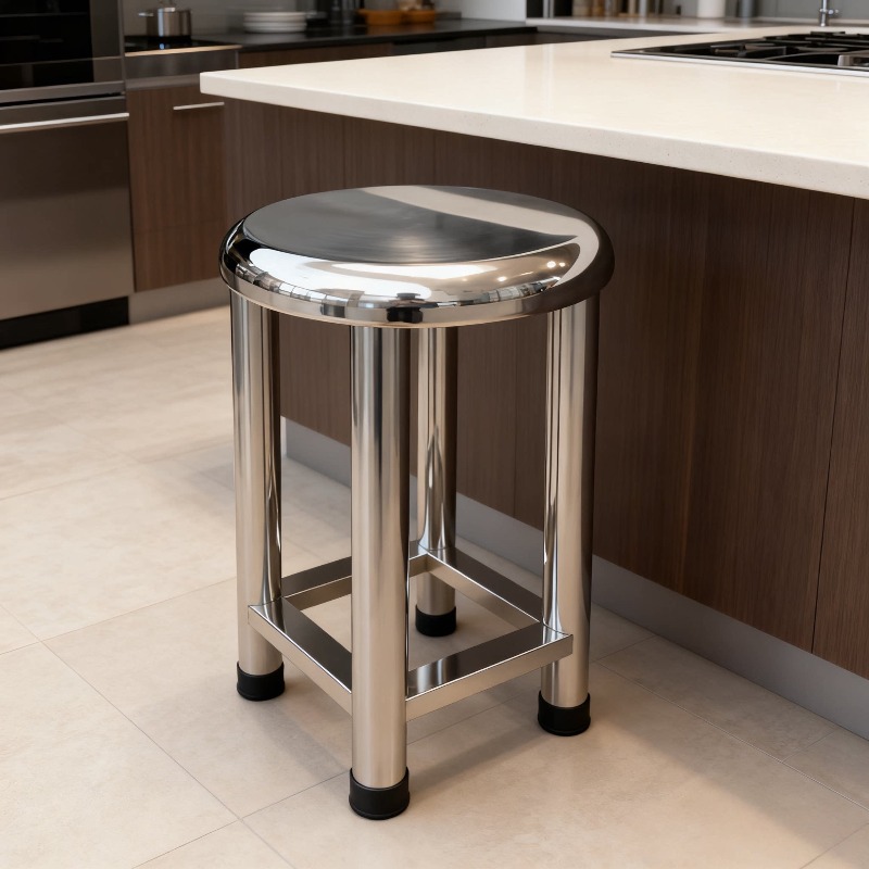 Home Bar Lounge - 304 Stainless Steel Round Stool Heavy