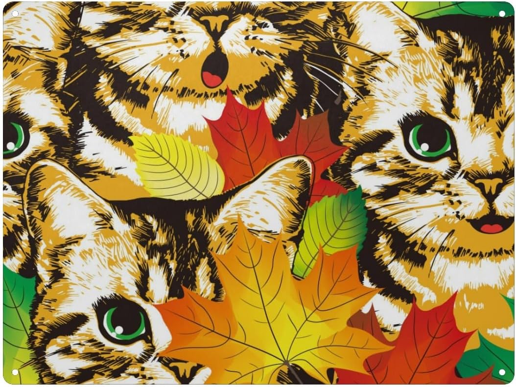 Metal Tin Sign, Autumn Kittens - đánh giá và giá Home Bar And Coffee