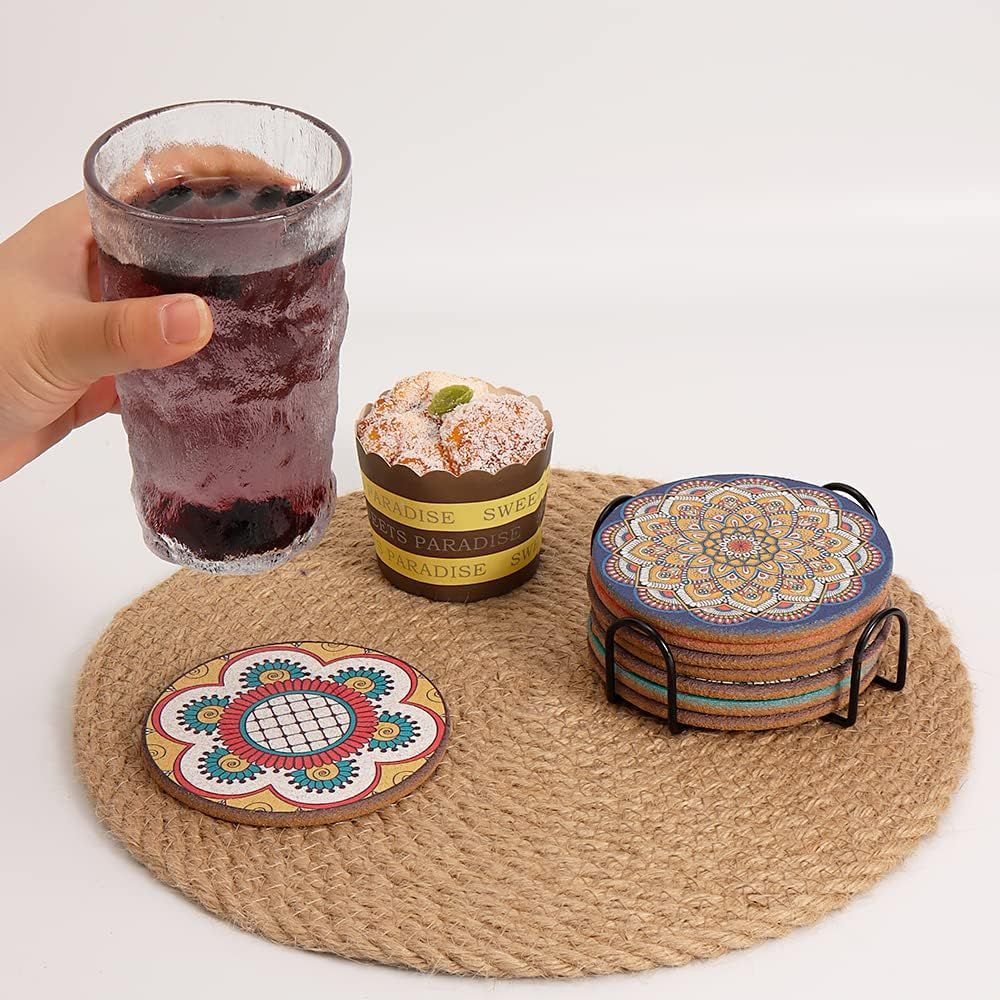 Set of 8 Round Colorful Coaste - đánh giá và giá Home Bar Set