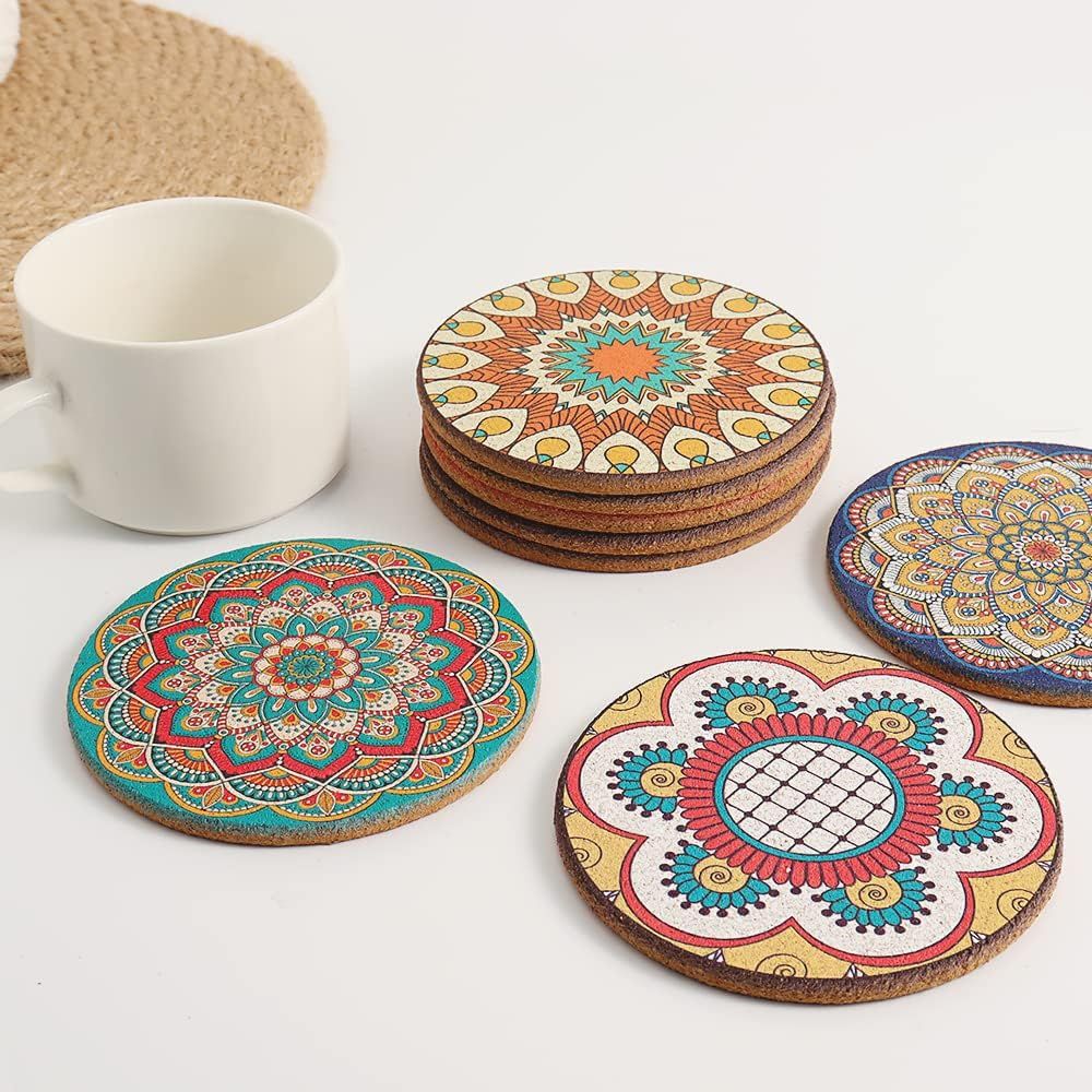 Set of 8 Round Colorful Coaste - đánh giá và giá Home Bar Set