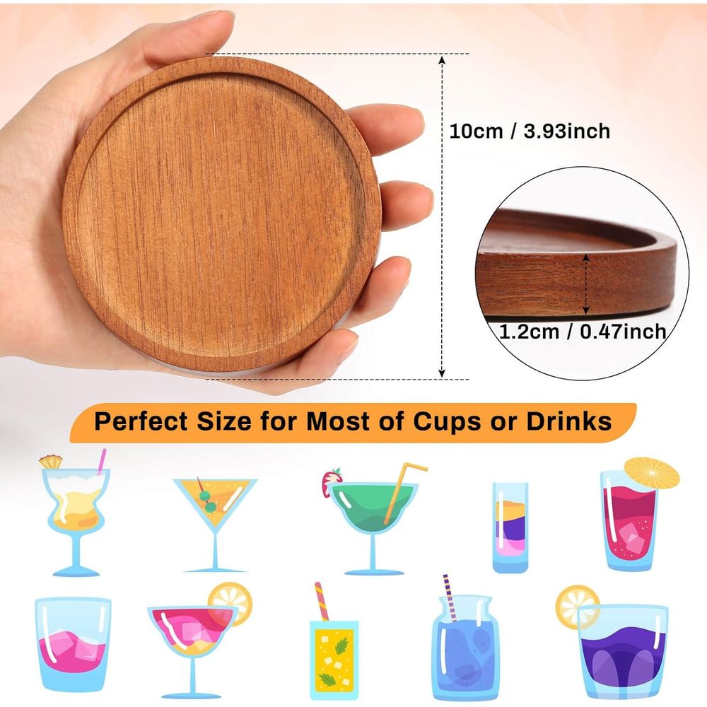 Set of 6 Acacia Wood Coasters  - đánh giá và giá Home Bar Set