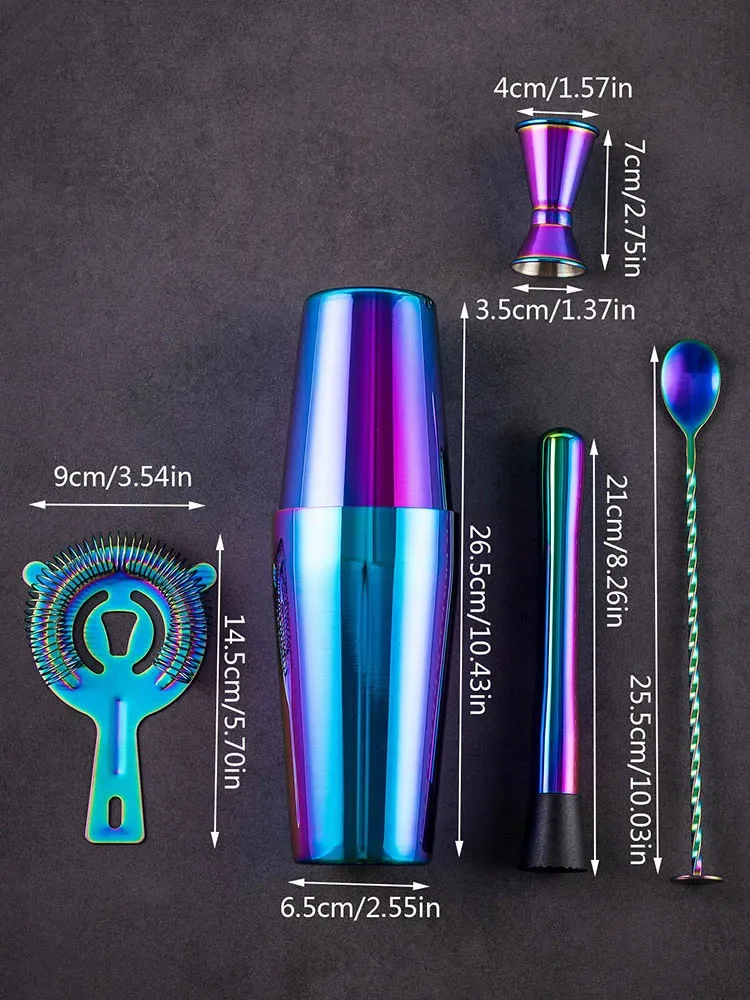 5/7pcs Rainbow Cocktail Shaker - đánh giá và giá Boston Shaker Set