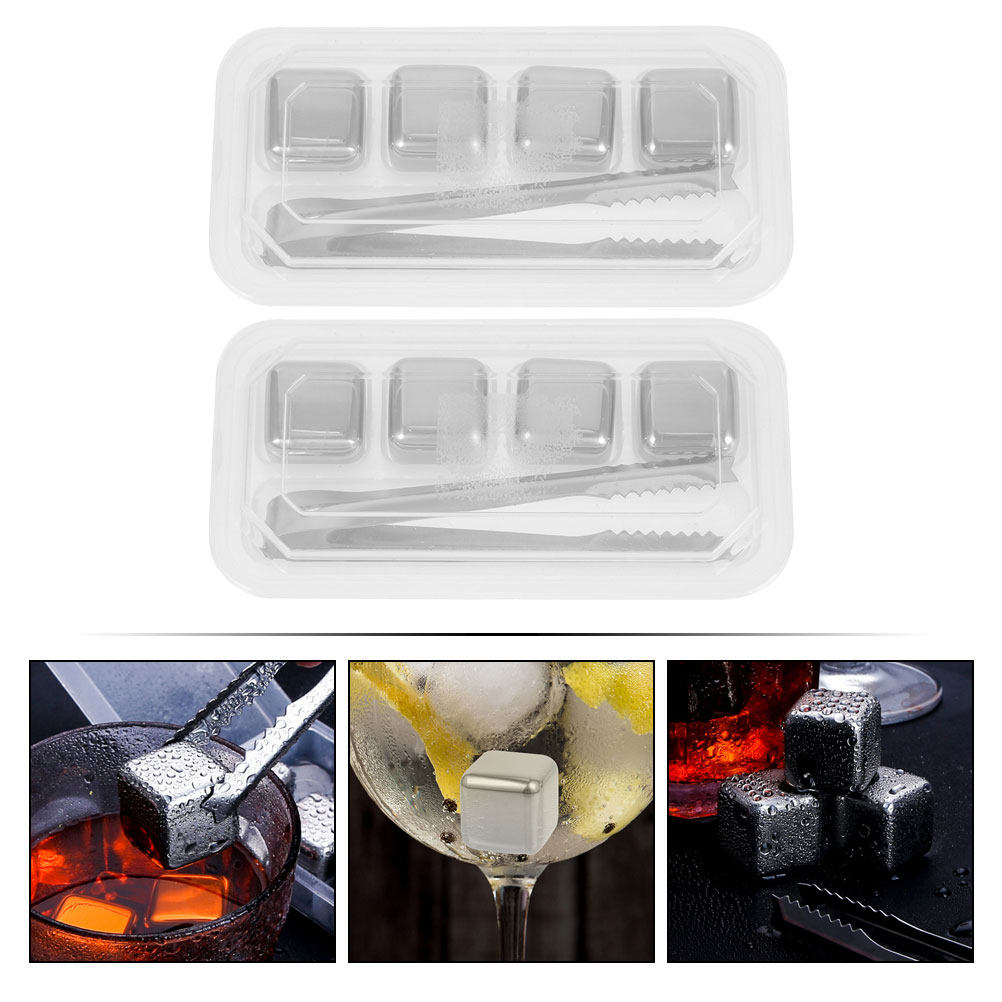 2Sets Stainless Steel Ice Cube - đánh giá và giá Home Bar Set