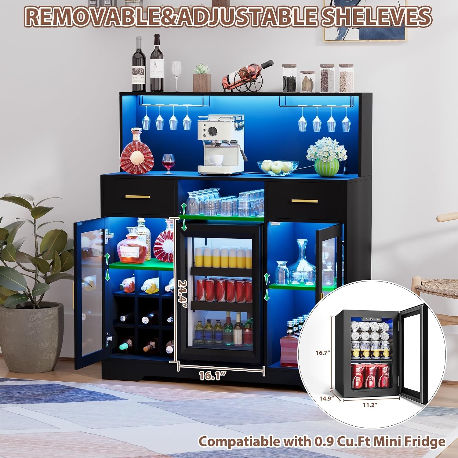 Mini Fridge Cabinet with Stora - đánh giá và giá Home Bar And Fridge