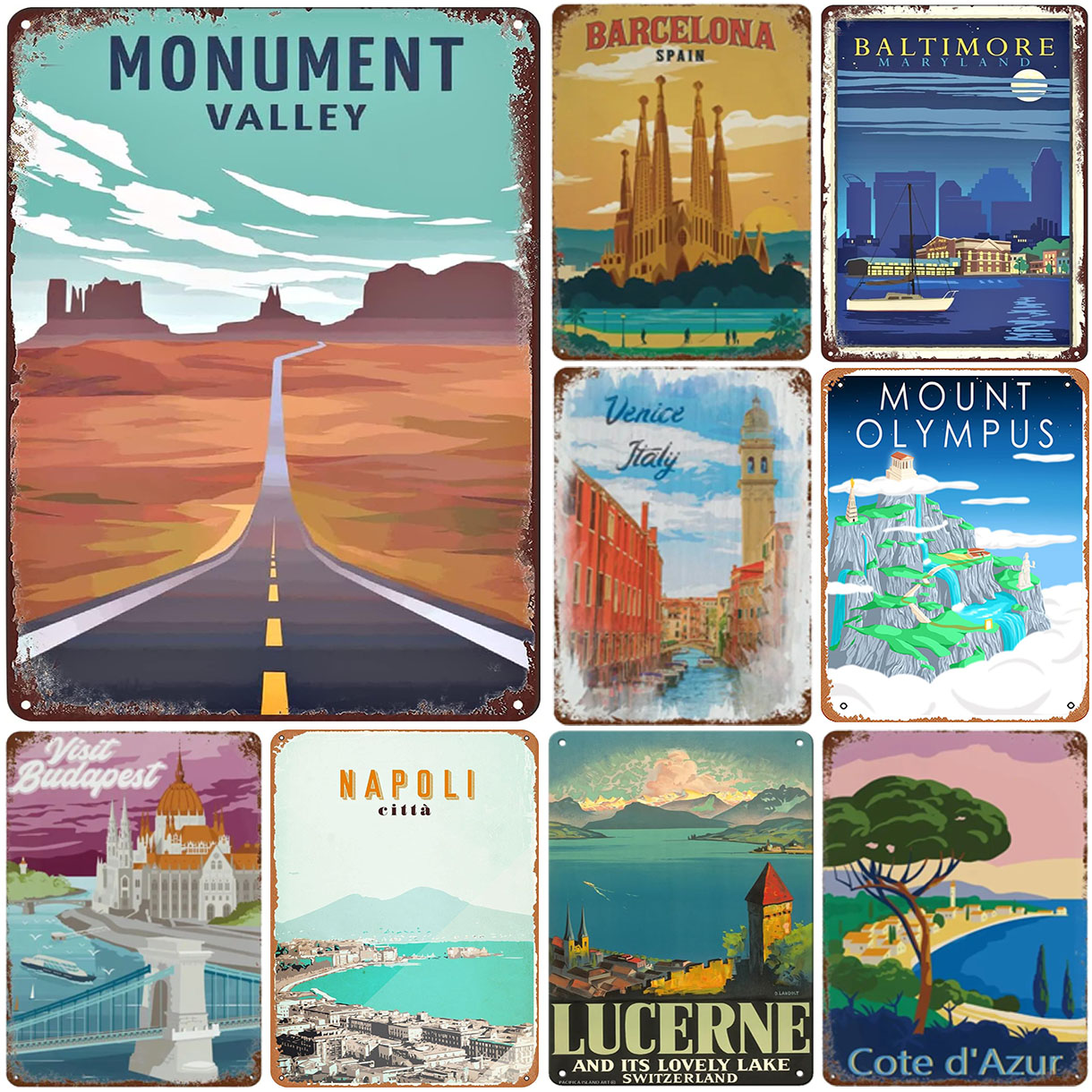 Vintage Travel Metal Sign Retr - đánh giá và giá Home Barcelona